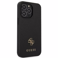 Guess Saffiano 4G Small Metal Logo viedtālruņa apvalks iPhone 13 Pro / 13 6.1" - melna