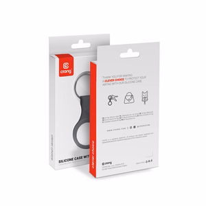 Crong Silicone vāciņš ierīcei Apple AirTag 1 / 2, ar atslēgu gredzenu, melns
