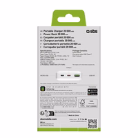 Portatīvais lādētājs SBS TTBB20000PD20W 20000 mAh 20W Power Delivery ar MicroUSB, USB-C, USB-A - balta