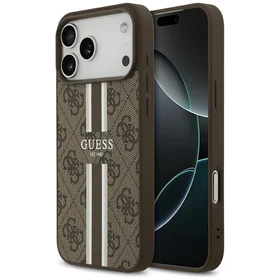 GUESS viedtālruņa apvalks IPHONE 17 Pro Max, saderīgs ar MagSafe GUHMP17XP4RPSW (4G Printed Stripes), brūns
