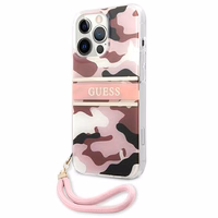 Guess GUHCP13LKCABPI iPhone 13 Pro / 13 6.1" rozā/rozā cietais apvalks Camo Strap Collection