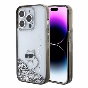 Karl Lagerfeld Liquid Glitter Choupette case for iPhone 15 Pro Max - transparent