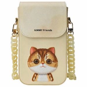 Nimmy Big Eyed Pet 2.0 Kaķis 3-in-1 komplekts: Viedtālruņa apvalks + maks + sekošanas ierīces korpuss - beige