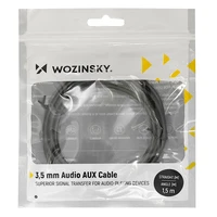 Wozinsky AUX kabelis ar 90° savienotāju (male-male) mini jack 3m melns