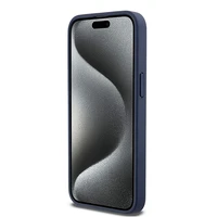 DKNY Ādas mono svītra un metāla logotips viedtālruņa apvalks iPhone 15 Pro Max - zils