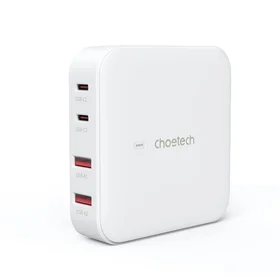 Choetech PD8008 100W GaN ātrās uzlādes lādētājs 2x USB-A / 2x USB-C - balts