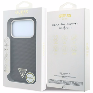 Guess Kevlar Triangle Logo MagSafe maciņš modelim iPhone 17 Pro Max / 18 Pro Max – krāsa: brūna