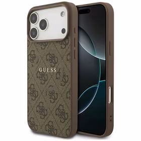 GUESS viedtālruņa apvalks IPHONE 17 Pro Max, saderīgs ar MagSafe GUHMP17XG4GFRW (PU 4G Ring Classic Logo) brūns