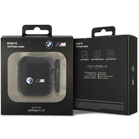 BMW BMA2WMPUCA2 AirPods 1/2 apvalks melns/melns oglekļa ar dubultu metāla logotipu