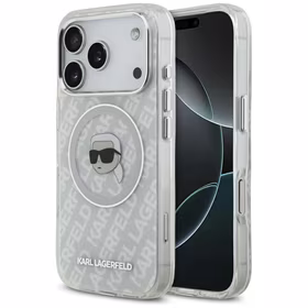 Karl Lagerfeld IML Karl Head Logo Magnētiskais viedtālruņa apvalks iPhone 17 Pro - Pelēka