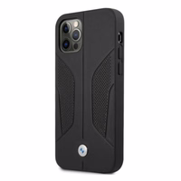 BMW Ādas perforētām malām viedtālruņa apvalks iPhone 12 / iPhone 12 Pro - melns