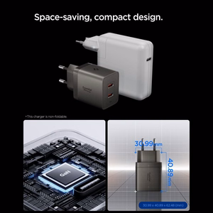 Spigen Essential EE472EU-GAN 2 portu 47 W sienas lādētājs – tumši pelēks