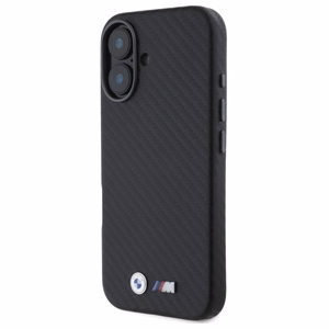 BMW Carbon Wrapped Metal Viedtālruņa apvalks Apple iPhone 16 - melns