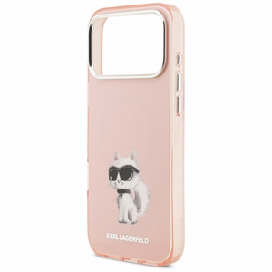 Karl Lagerfeld IML Aquarelle Choupette & Logo Magnētiskais viedtālruņa apvalks iPhone 17 Pro Max - rozā