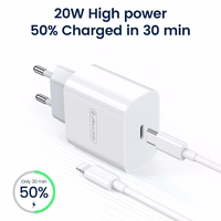 Lādētājs Jellico AK180 20W USB-C + USB-C uz Lightning kabelis 1.0m, balts