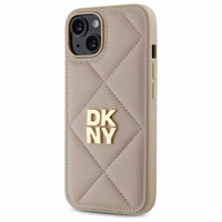 DKNY Quilted Stack Logo viedtālruņa apvalks iPhone 14 - bēšs