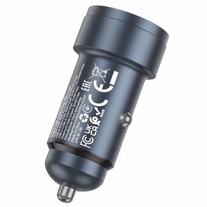 Автомобильное зарядное устройство Hoco USB A + USB C PD QC3.0 3A 30W Z57A металл серое