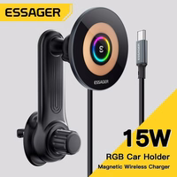 Auto turētājs Essager "Arpege" Melns (Wifi charging 15W) (magnetic / air vent grille)