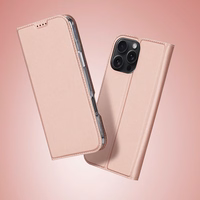 Dux Ducis Skin Pro viedtālruņa apvalks iPhone 16 Pro Max ar atveramu vāciņu un karšu nodalījumu - rozā