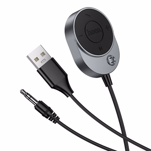 Bezvadu automašīnas uztvērējs Hoco AUX Bluetooth ar kabeli Jack 3,5 mm E150 metālisks pelēks