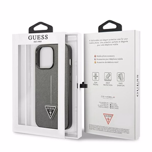 Guess GUHCP14LPSATLG iPhone 14 Pro 6.1 "sudraba/sudraba cietais apvalks SaffianoTriangle Logo