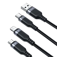 Joyroom S-A18 3in1 3,5A USB-A - Lightning+USB-C+MicroUSB kabelis 1,2 m - melns
