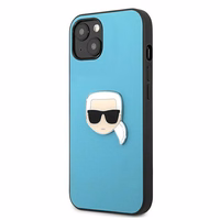 Karl Lagerfeld Ādas Ikonik Karl's Head Metāla apvalks iPhone 13 mini - zils