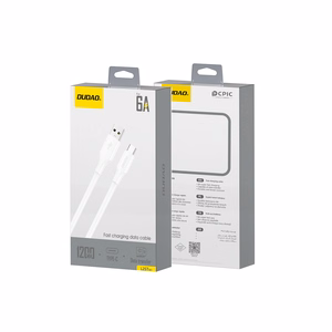 Dudao L2sT USB-A - USB-C 6A kabelis 1.2m - balts