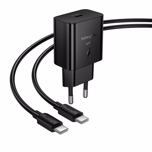 Phone charger Hoco USB C QC PD 25W + cable USB C to USB C N76 black