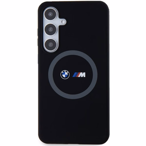 BMW M Silikona drukāts gredzens Magnētiskais viedtālruņa apvalks Samsung Galaxy S24+ - melns