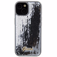 Guess Sequin Script Metal viedtālruņa apvalks iPhone 15 - sudraba