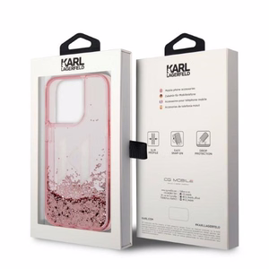 Karl Lagerfeld KLHCP14LLBKLCP iPhone 14 Pro 6.1 "rozā / rozā cietais apvalks Liquid Glitter Big KL