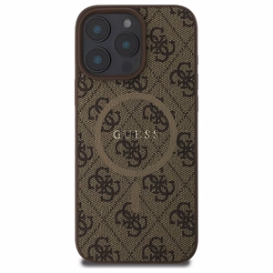 Guess 4G gredzena klasiskā logotipa magnētiskais viedtālruņa apvalks iPhone 16 Pro Max - brūns