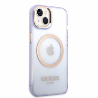 Guess GUHMP14SHTCMU iPhone 14 6.1" violeta/violeta cietais apvalks Zelta kontūra Caurspīdīgs Magnētiskais