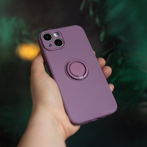Viedtālruņa apvalks ar pirksta turētāju iPhone 15 Pro 6,1" gaiši violetā krāsā