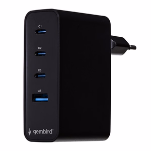 Gembird TA-UC-PDQC100LCD-01-BK mobilās ierīces lādētājs klēpjdators, viedtālrunis melns AC ātra uzlāde iekštelpām