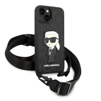 Karl Lagerfeld KLHCP14SSTKMK iPhone 14 6.1" melns/melns cietais apvalks Monogramma Ikonik Plāksteris