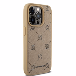 Karl Lagerfeld Magnētiskais Karl Galva Viedtālruņa apvalks iPhone 15 Pro - bēšs