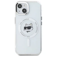 Karl Lagerfeld IML Metāla Choupette galva MagSafe apvalks iPhone 15 Plus - balts