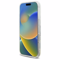 Guess IML Rhinestones magnētiskais viedtālruņa apvalks iPhone 16 Pro - balts