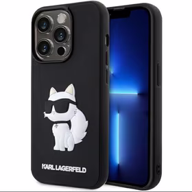 Karl Lagerfeld KLHCP14L3DRKHNK iPhone 14 Pro 6.1" Kietais apvalks (m) - melns (m) Rubber Choupette 3D
