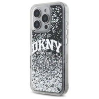 DKNY DKHCP16LLBNAEK iPhone 16 Pro 6.3" melns/melns cietais viedtālruņa apvalks Liquid Glitter Arch Logo