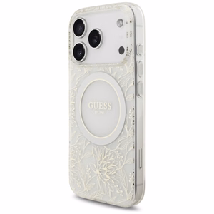 Guess IML Flowers Electro Pearl Strap MagSafe Чехол для iPhone 17 Pro - белый