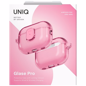 Uniq Glase Pro Case for AirPods Pro 3 Lock Case - Transparent Pink