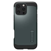 Spigen Tough Armor Magnētiskais viedtālruņa apvalks ar statīvu iPhone 16 Pro - zaļš