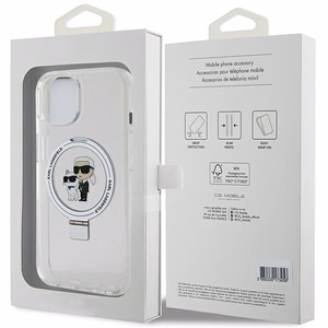 Karl Lagerfeld KLHMP15MHMRSKCH iPhone 15 Plus / 14 Plus 6.7" balts/balts cietais apvalks Gredzena statīvs Karl&Choupette MagSafe