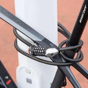 Rockbros RKS531 velosipēda slēdzene ar 5 ciparu kodu, tērauda trosi, 180 cm, ar LED apgaismojumu - melna