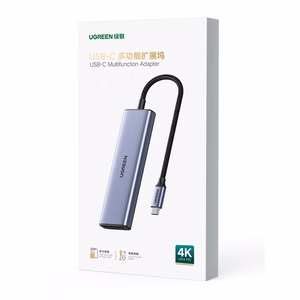 Ugreen CM511 20956A 6in1 sadalītājs USB-C - HDMI / 3x USB-A 3.0 / SD/TF karšu lasītājs - pelēks