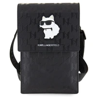 Karl Lagerfeld apvalks KLWBSAKHPCK rokassoma - melna Saffiano monogramma Choupette