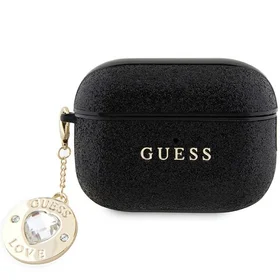 Guess GUAP2PGEHCDK apvalks AirPods Pro 2 - melns Fixed Glitter Heart Diamond Charm